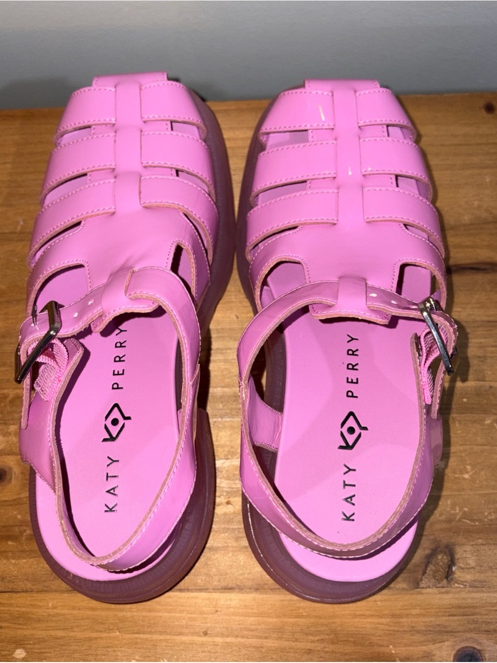Katy Perry Women's Geli Combat Fisherman Buckle Sandal Pink Size 5 - Picture 7 of 9